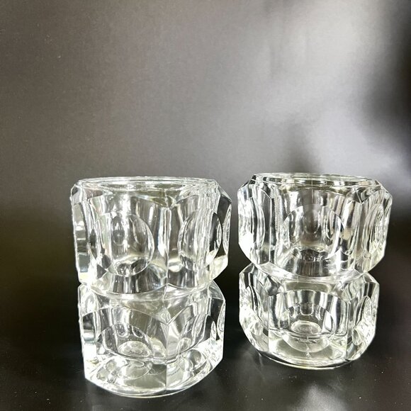 Elements 2 Czech Crystal Votive Candle Holders Bohemian Mid Century Modern - Picture 1 of 10